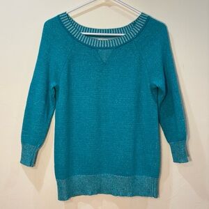 J. Crew Merino blend 3/4 sleeve pullover sweater – Teal – Size XS